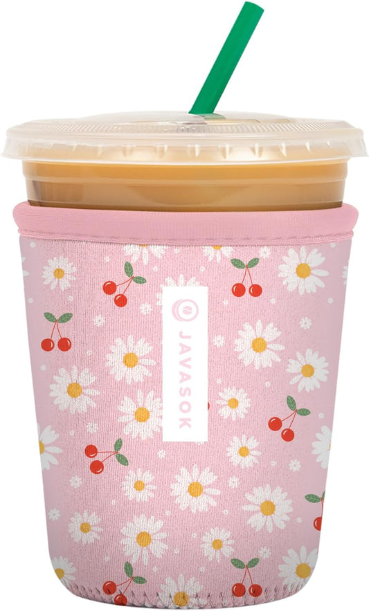 Sok It JavaSok Iced Coffee & Cold Soda Insulated Neoprene Cup Sleeve (Cherry Bomb, Small: 16-20oz)