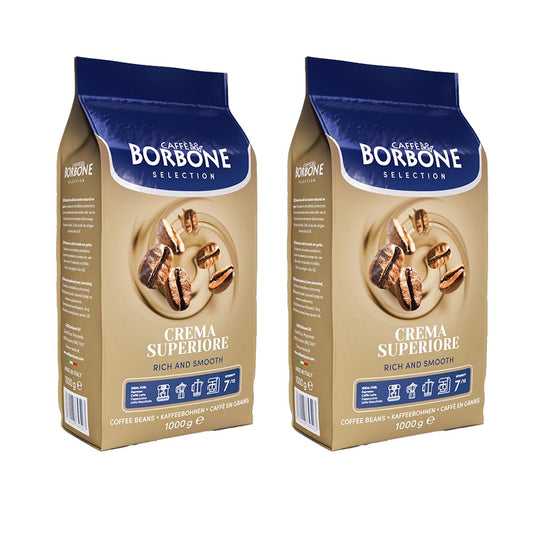 Caffe Borbone, Whole Bean Coffee Blend, Crema Superiore, Medium Roast, Roasted and Freshly Packaged in Italy, 2.2 Pound Bag (Pack of 2)
