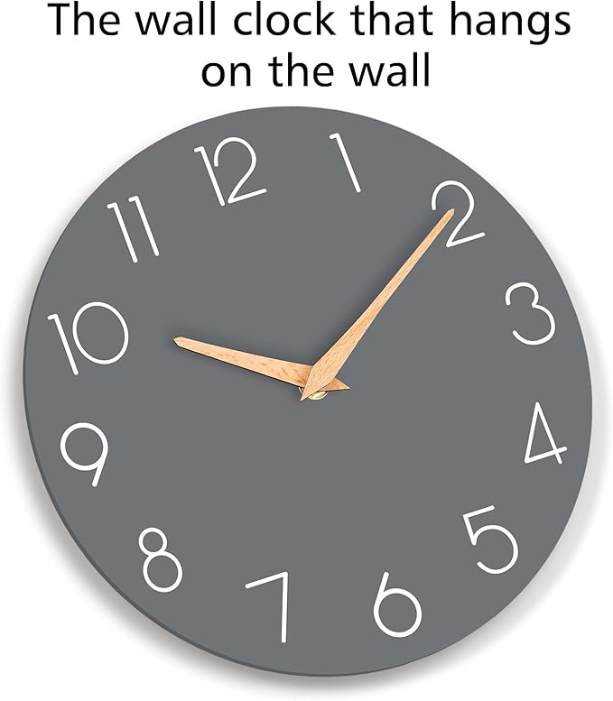 cicininc Wall Clock, 14 Inch Wooden Silent Non-Ticking, Decorative Battery - Image 7