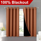NICETOWN Burnt Orange 100% Blackout Curtains 45 inches Long, 2 Thick Layers - Image 2