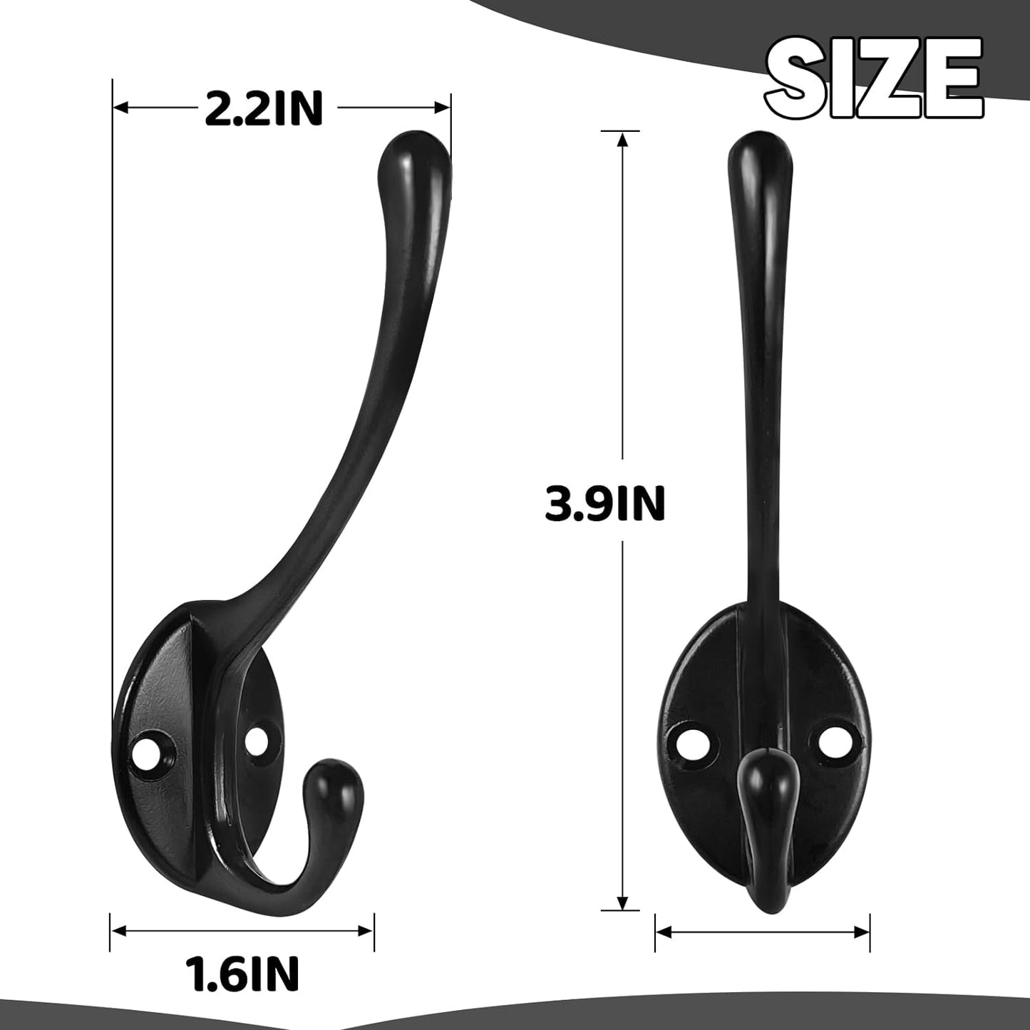 Wall Hooks for Hanging, 25-Pack Heavy Duty Metal Coat Hooks, for Living Room, Bathroom, Kitchen, Bedroom for Coats, Towel, Hat, Key, Closet, Bag (Black)