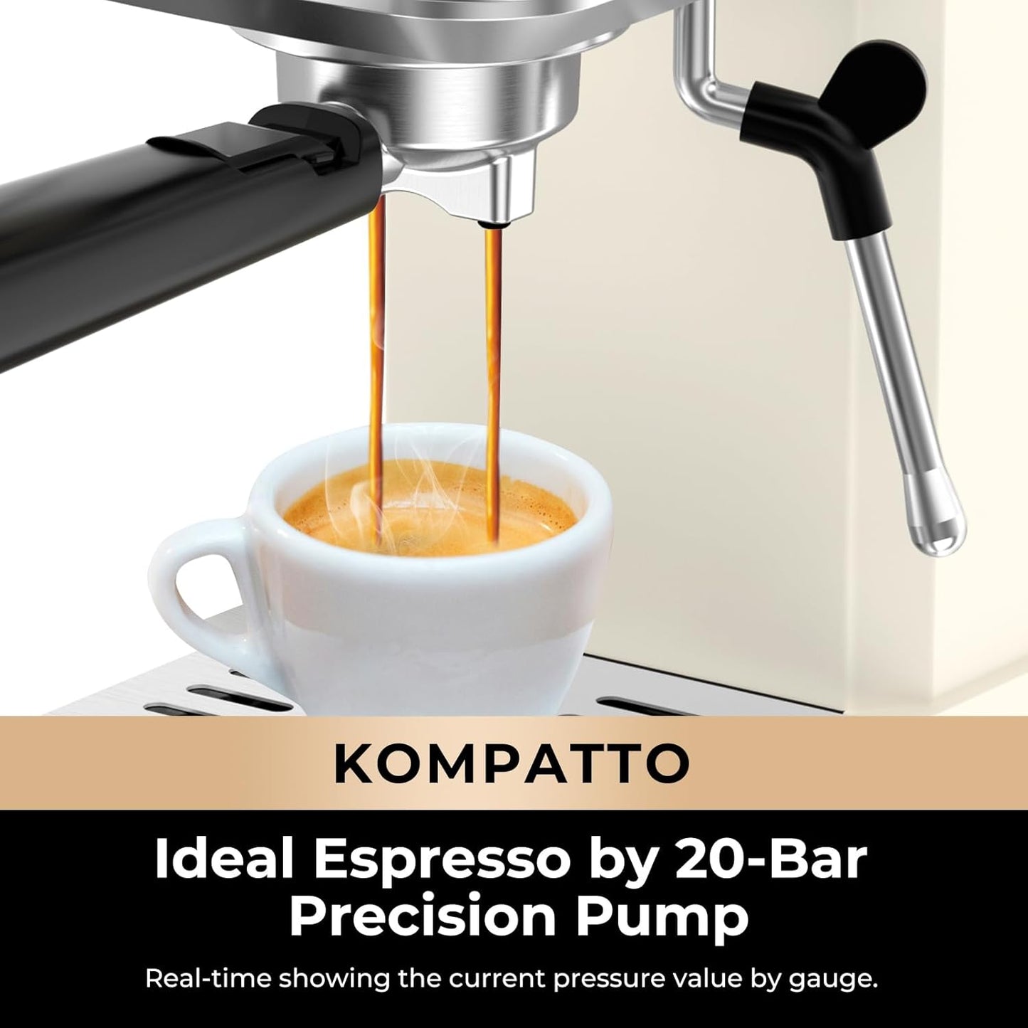 CHULUX Slim Espresso Machine with Milk Frother Steam Wand, 20 Bar Professional Italian Pump Semi Automatic Espresso Coffee Machine for Home Cappuccino & Latte Maker, Creamy