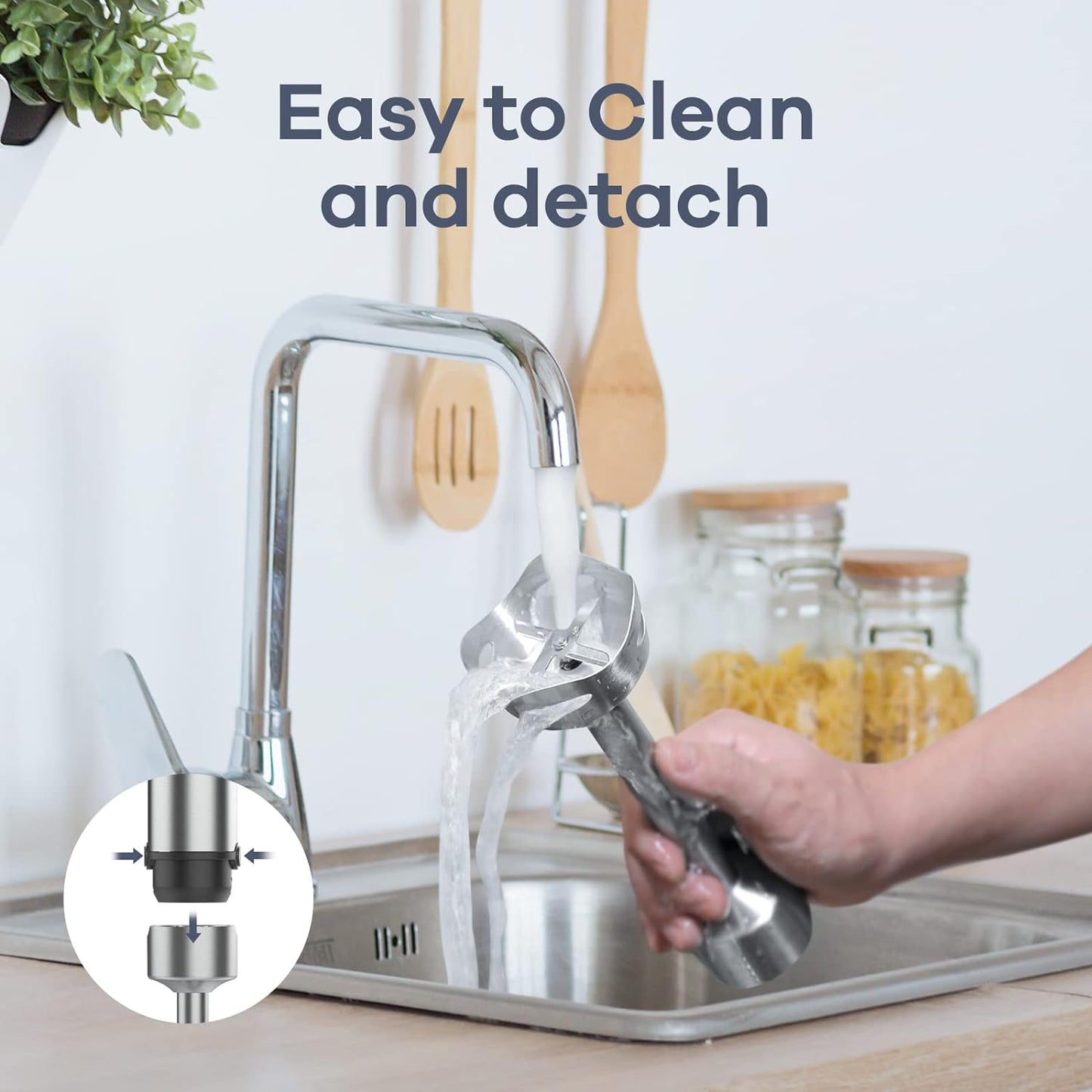 Ganiza 8 in 1 Immersion Blender - 1000W Heavy Duty Motor, 16 Speed Mode Handheld Blender With Stainless Steel Shaft - Includes 8 Total Pieces