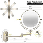 IMIKONA 9" Wall Mounted Lighted Makeup Mirror, 4000mAh Rechargeable Double - Image 6