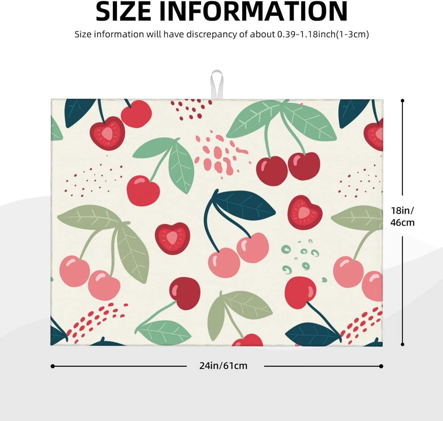 Large Dish Drying Mats For Kitchen Counter Microfiber Kitchen Drying Mat XL Draining Pad Absorbent Quick Drying Dish Mat 18x24 Inch - Cherry