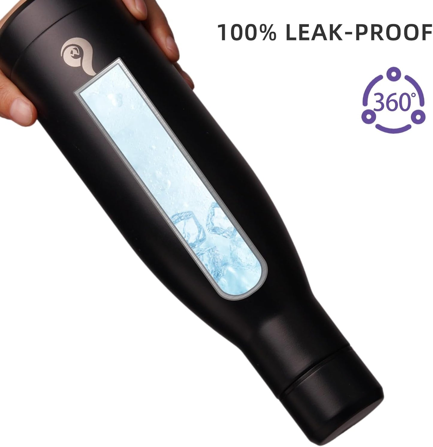 BJPKPK 25oz Insulated Stainless Steel Water Bottles Reusable Metal Travel Sports Water Bottle Keep Cold and Hot,Midnight Black