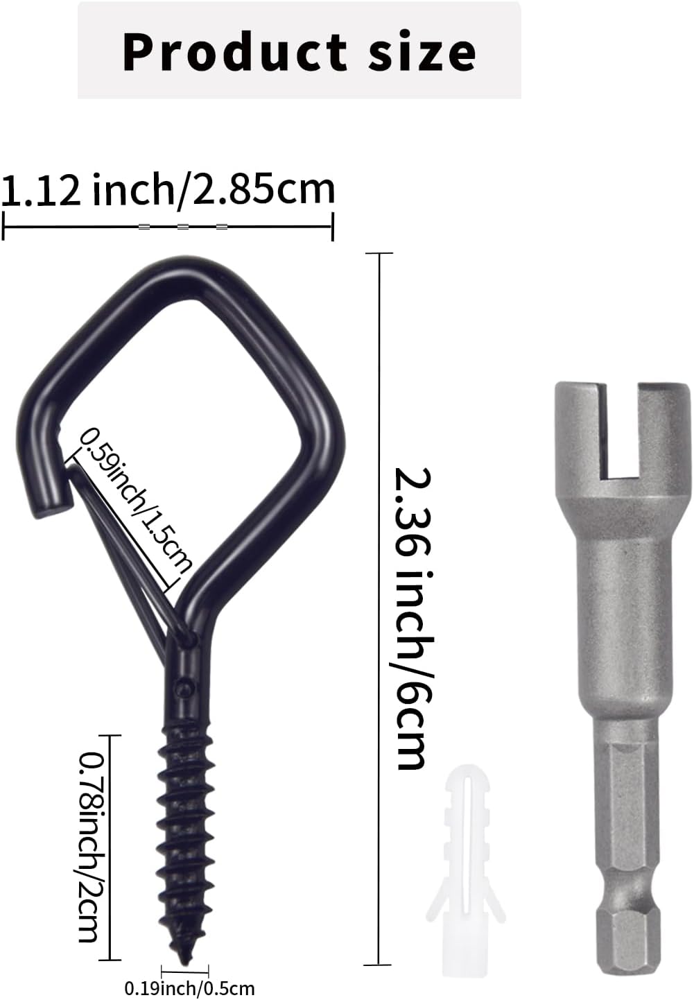 35 PCS Eye Screw Hooks for Hanging Heavy Duty with Safety Buckle.Metal Ceiling Hooks for Hanging Plants,Cup,Wind Chime,Bird Feeders,Christmas String Lights at Indoor&Outdoor,2.36 Inches Black