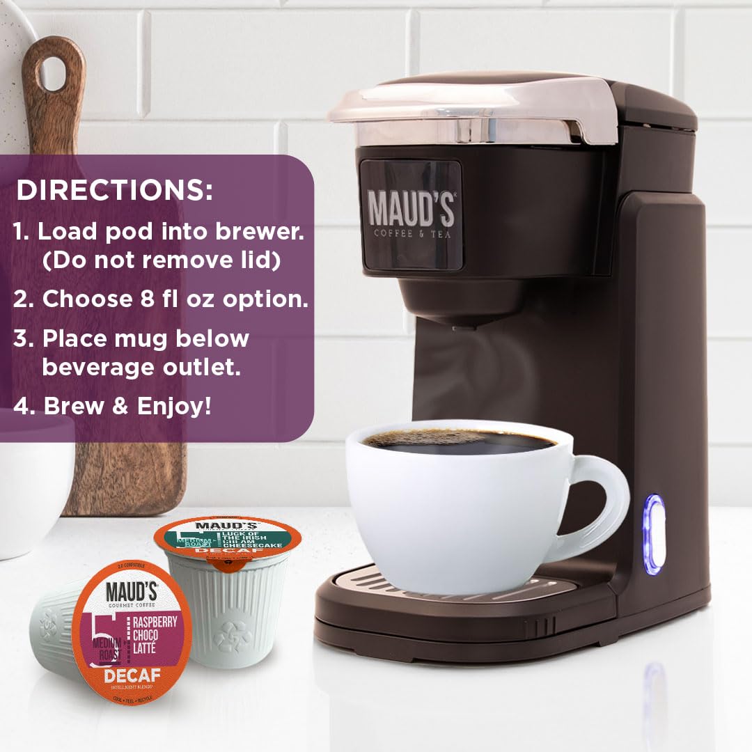 Maud's Flavored Decaf Coffee Pods Variety Pack, 80 ct,14 Assorted Roasts & Flavors, Decaf Medium Roast Coffee in Recyclable Single Serve Pods - 100% Arabica Coffee, Compatible with Keurig K Cups Maker