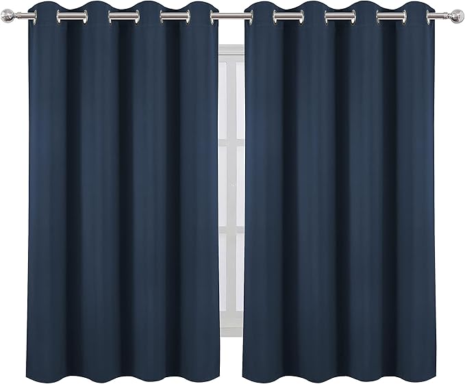 LEMOMO Navy Blue Thermal Blackout Curtains/52 x 54 Inch/Set of 2 Panels Room - Image 2
