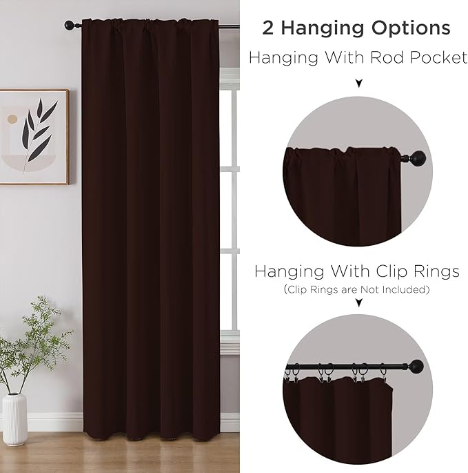 CUCRAF Blackout Curtains 90 inch Length 2 Panels Set, Rod Pocket Room Darkening - Image 3
