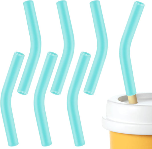 6Pcs Silicone Straw Tips, 8mm Drinking Bendy Straw Topper Detachable Reusable Topper for Stainless Steel Glass Metal Straws, Travel Soft Wear-Resistant Elastic