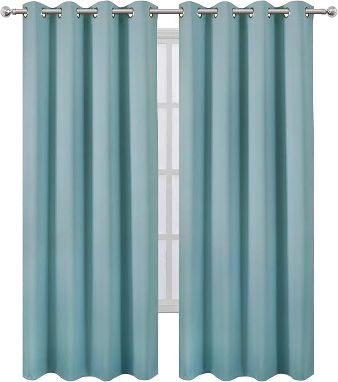 LEMOMO Blackout Curtains 66 x 95 inch/Stone Blue Curtains Set of 2 - Image 2