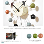Wood Ball Wall Clock Mid Century Modern Silent Non Ticking Battery Operated 13 - Image 4