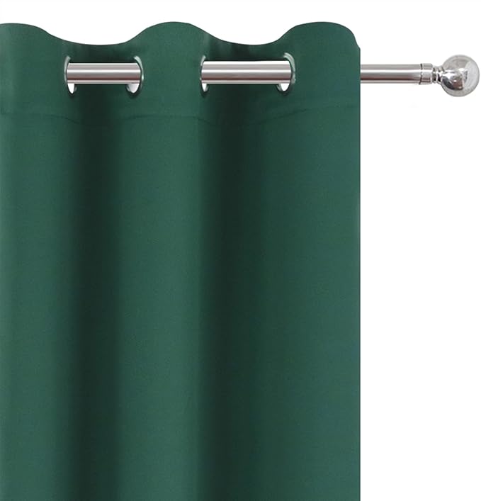 LEMOMO Blackout Curtains 52 x 90 Inch Long Dark Green Curtains Set of 2 Panels - Image 6