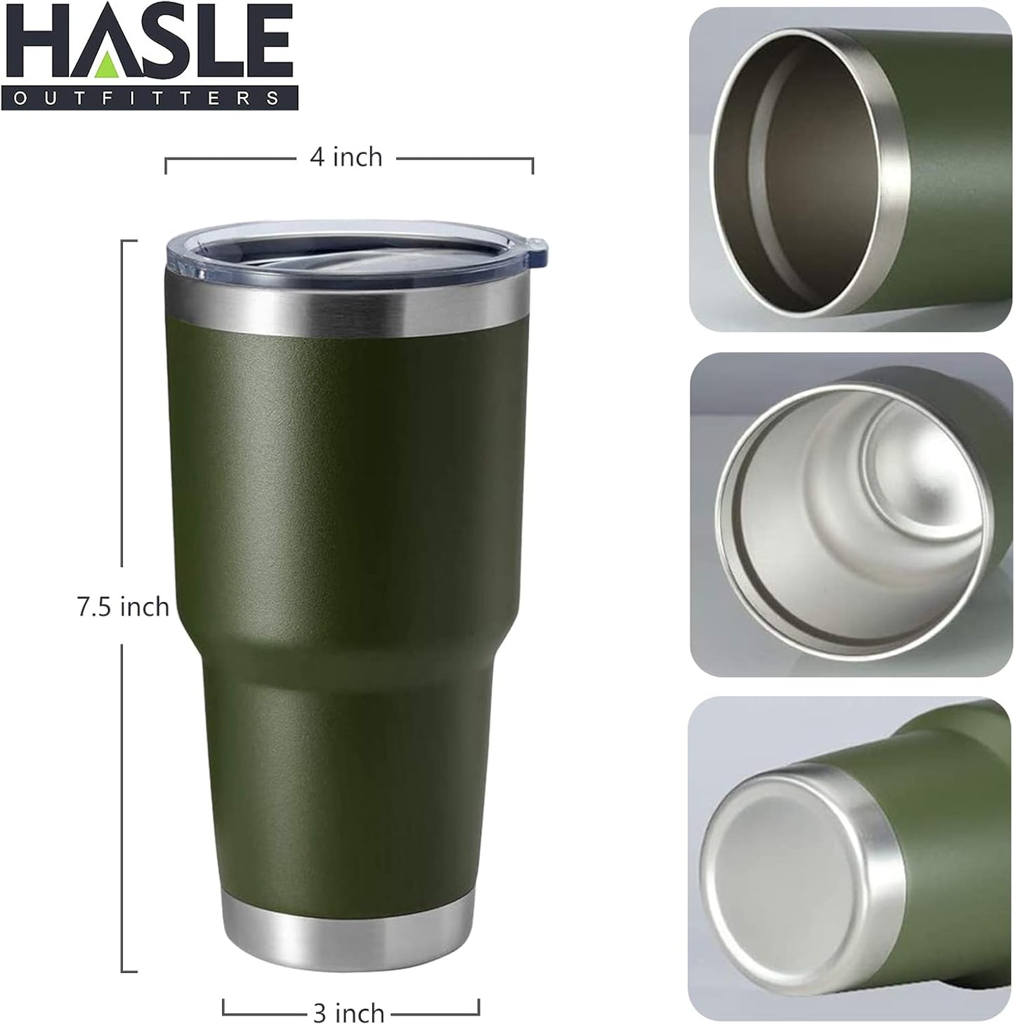 HASLE OUTFITTERS 30oz Stainless Steel Tumbler, Double Wall Vacuum Insulated Travel Mug Tumbler, Durable Insulated Coffee Mug, Gift Box Set (Amey Green, 1)