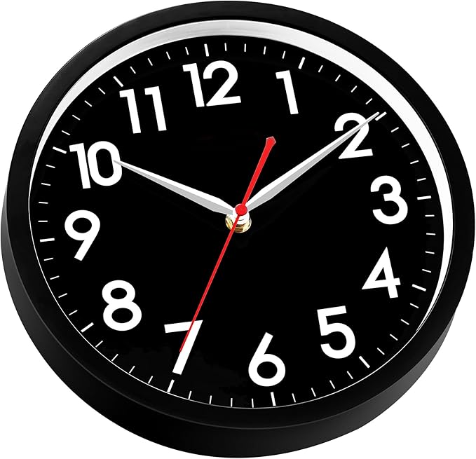 AKCISOT Wall Clock Modern Black Silent Non Ticking Wall Clocks Battery Operated - Image 3