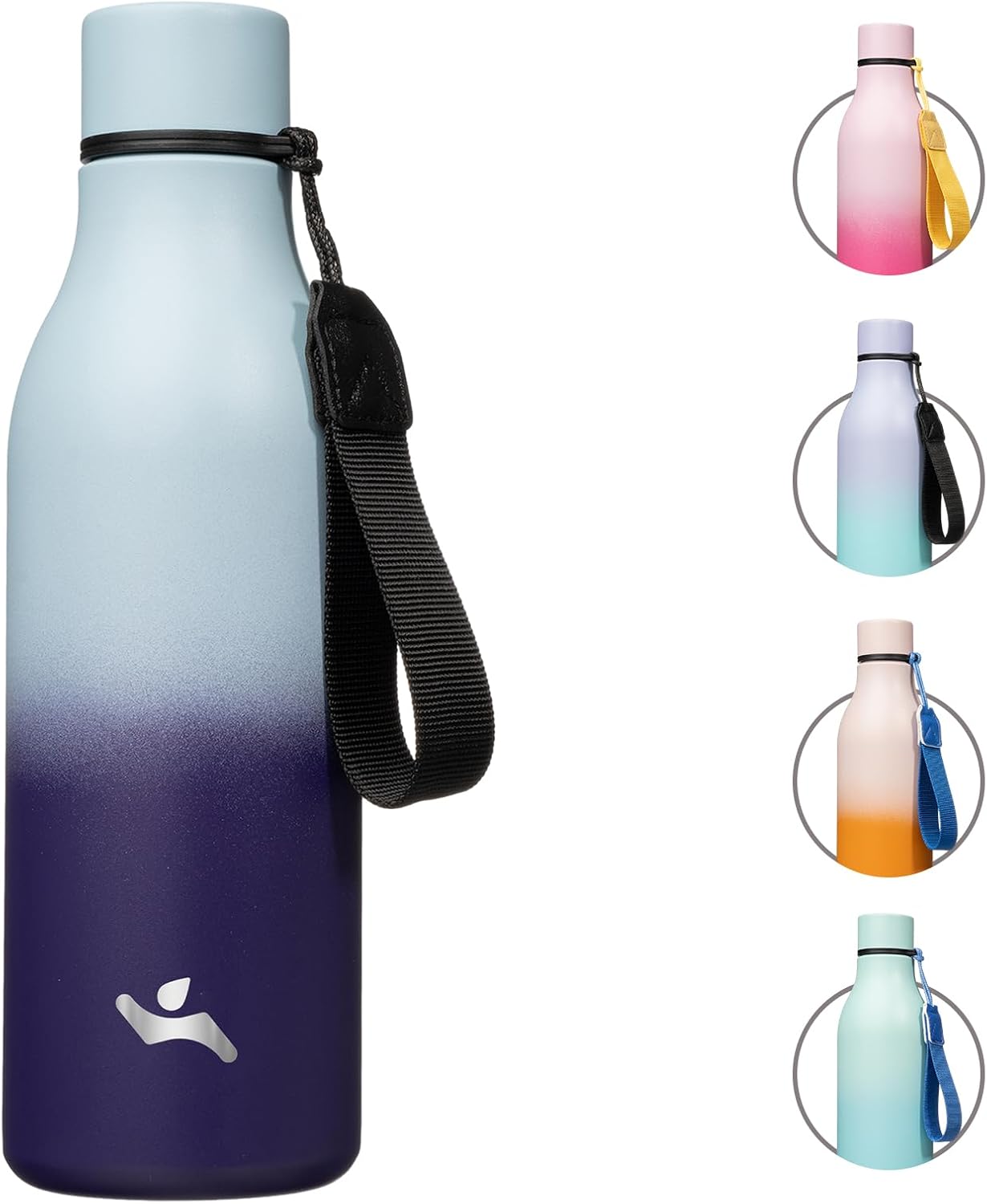 Insulated Water Bottle with Strap,18 oz Double Wall Stainless Steel Vacuum Bottles Metal Water Flask,Ocean Dream
