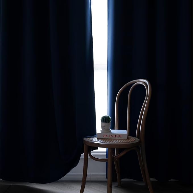 IGEMAEVE Navy Blue Blackout Curtains 72 Inch Length 2 Panels Set, Grommet - Image 6