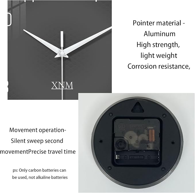 XNM Minimalist Large Clocks for Living Room Round Wall Clock Battery Operated - Image 7