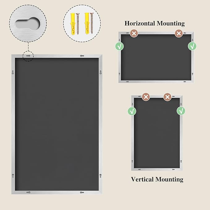 Koonmi Silver Rectangle Wall Mirror, 30x48 Inch Bathroom Mirror, Aluminum Frame - Image 8