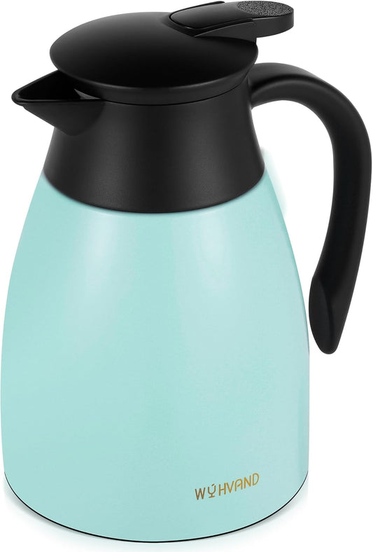 34 Oz Thermal Coffee Carafe, Stainless Steel Insulated Vacuum coffee crafts to keep coffee hot, 1 Liter Tea Water Coffee and Beverage Dispenser (Blue)