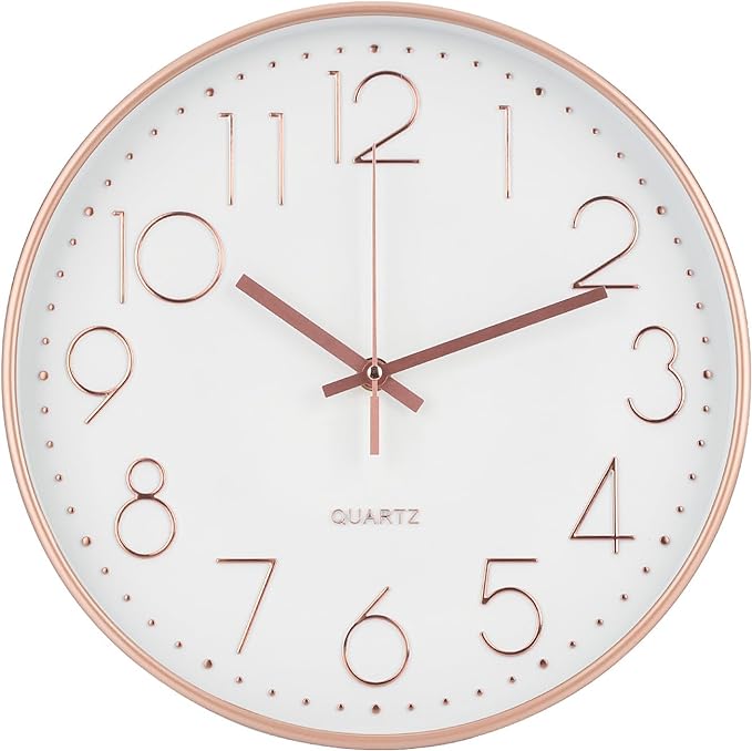 Wall Clock Non-Ticking Silent Modern Simple Style Round Decor Clock by BAKBRAND