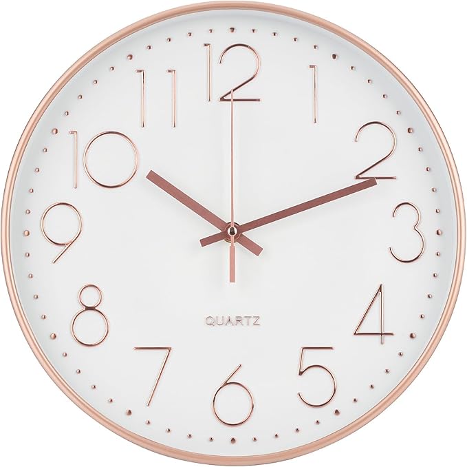 Wall Clock 10 Inch Non-Ticking Silent Modern Simple Style Round Decor Clock by BAKBRAND