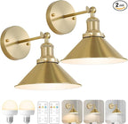 Bailoch Gold Vintage Wireless Battery Operated Wall Sconces, Rechargeable by Bailoch
