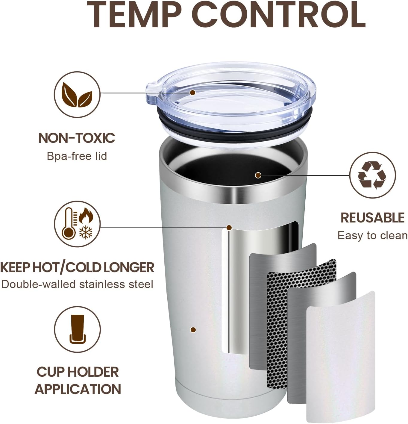 MEWAY 20oz Tumbler 4 Pack Double Wall Vacuum Insulated Travel Glitter Mug Bulk, Stainless Steel Tumblers with Lid and Straw, Powder Coated Coffee Cups for Woman(Rainbow White,Set of 4)