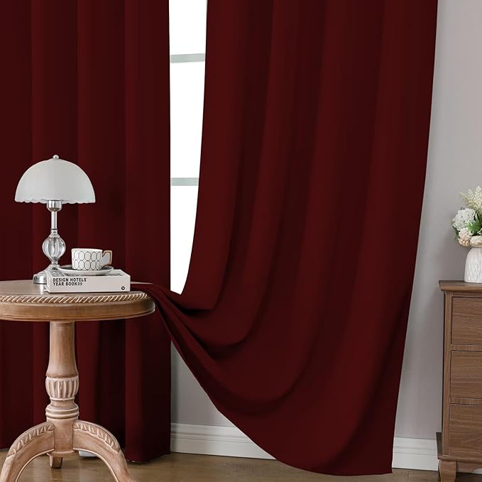 CUCRAF Burgundy Red Blackout Curtains 72 inch Length 2 Panels Set, Rod Pocket - Image 5