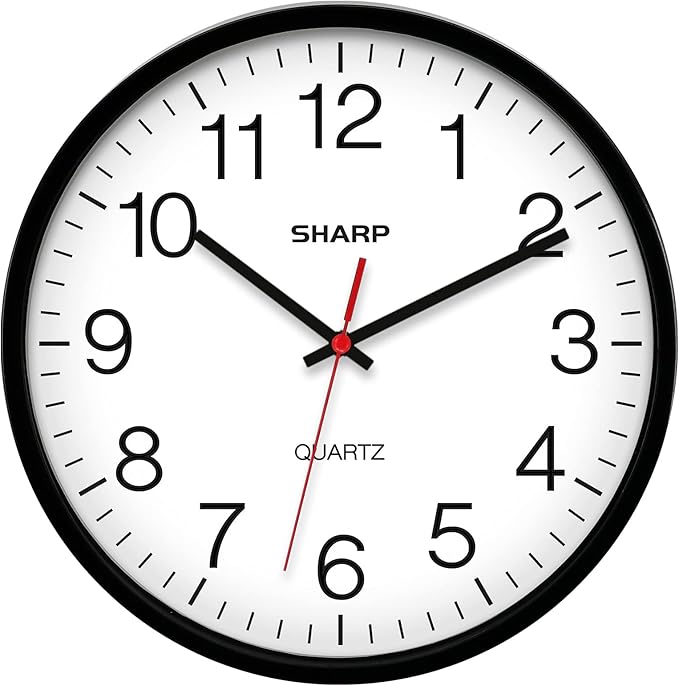 Sharp Wall Clock Silent Non Ticking 10 Inch Quality Quartz Battery Operated by SHARP