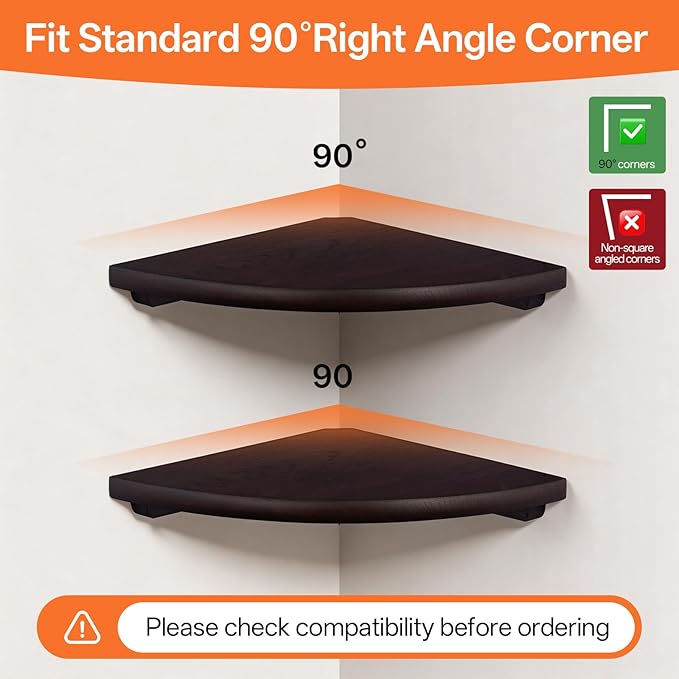 Gieanoo Corner Wall Shelf, 7inch Solid Oak Wood Floating Corner Shelf - Image 6