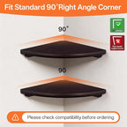 Gieanoo Floating Corner Shelves Set 2 12inch Walnut Solid Oak Rounded Corner - Image 3