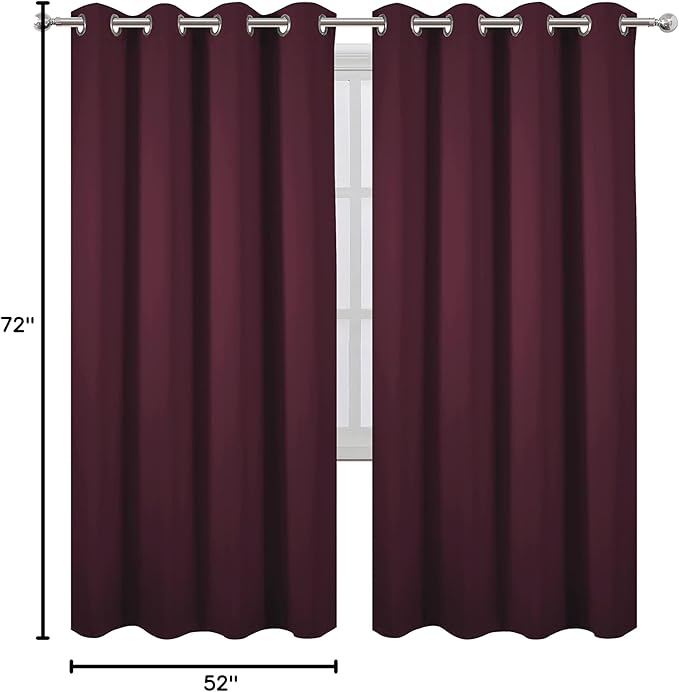 LEMOMO Burgundy Red Thermal Blackout Curtains/52 x 72 Inch/Set of 2 Panels Room - Image 10