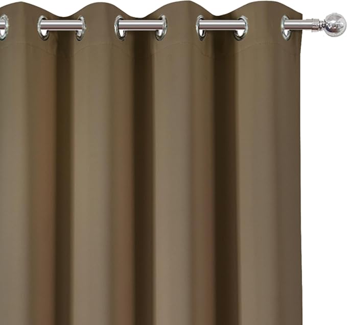 LEMOMO Blackout Curtains 66 x 72 Inch Long Brown Curtains Set of 2 Panels Room - Image 6