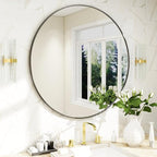 BEAUTYPEAK 24 Inch Round Mirror, Metal Frame Circle Mirror, Wall Mounted - Image 7