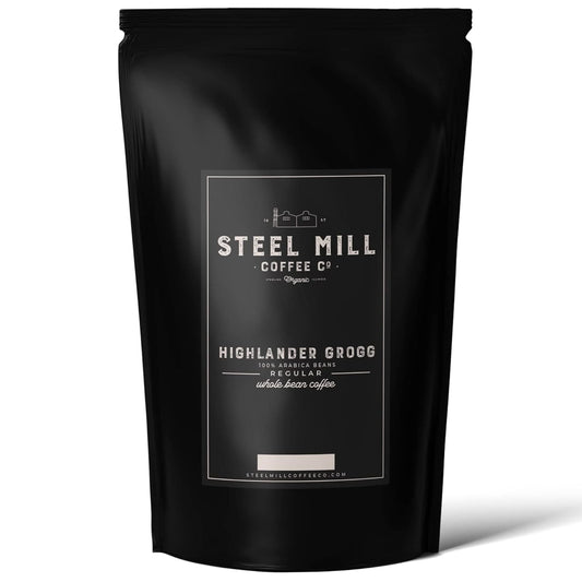 Steel Mill Coffee Co. Highlander Grogg Flavored Coffee - Ground Coffee, Regular, Medium Roast, 100% Arabica Beans, Vegan, Gluten-Free, Sugar-Free, 12 oz Bag