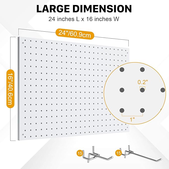 Peg Board, 3 Pack Metal Pegboard Panels White Pegboards Wall Organizer - Image 3