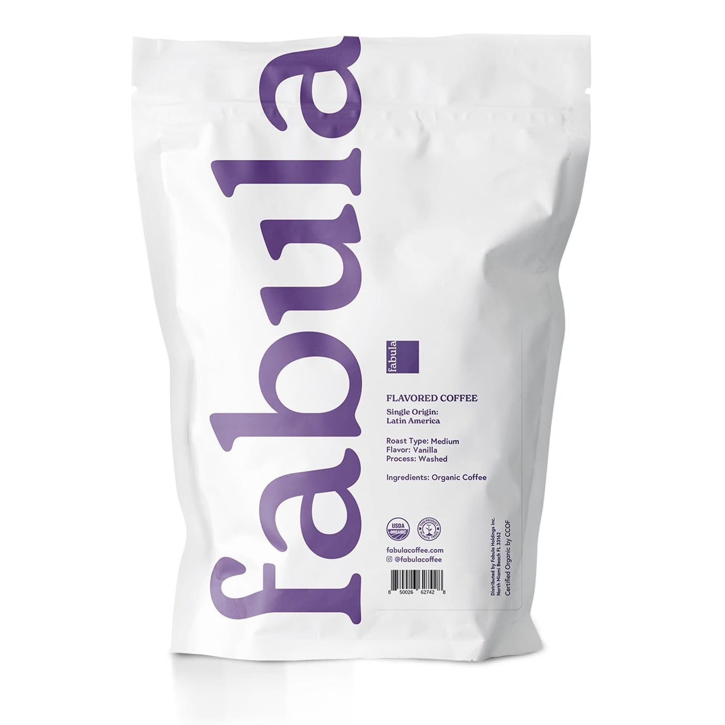 Fabula Vanilla Flavored Organic Coffee Freshly Ground - Organic - Low Acid - Single Origin - Non-GMO - Mold Free - 12 Ounces