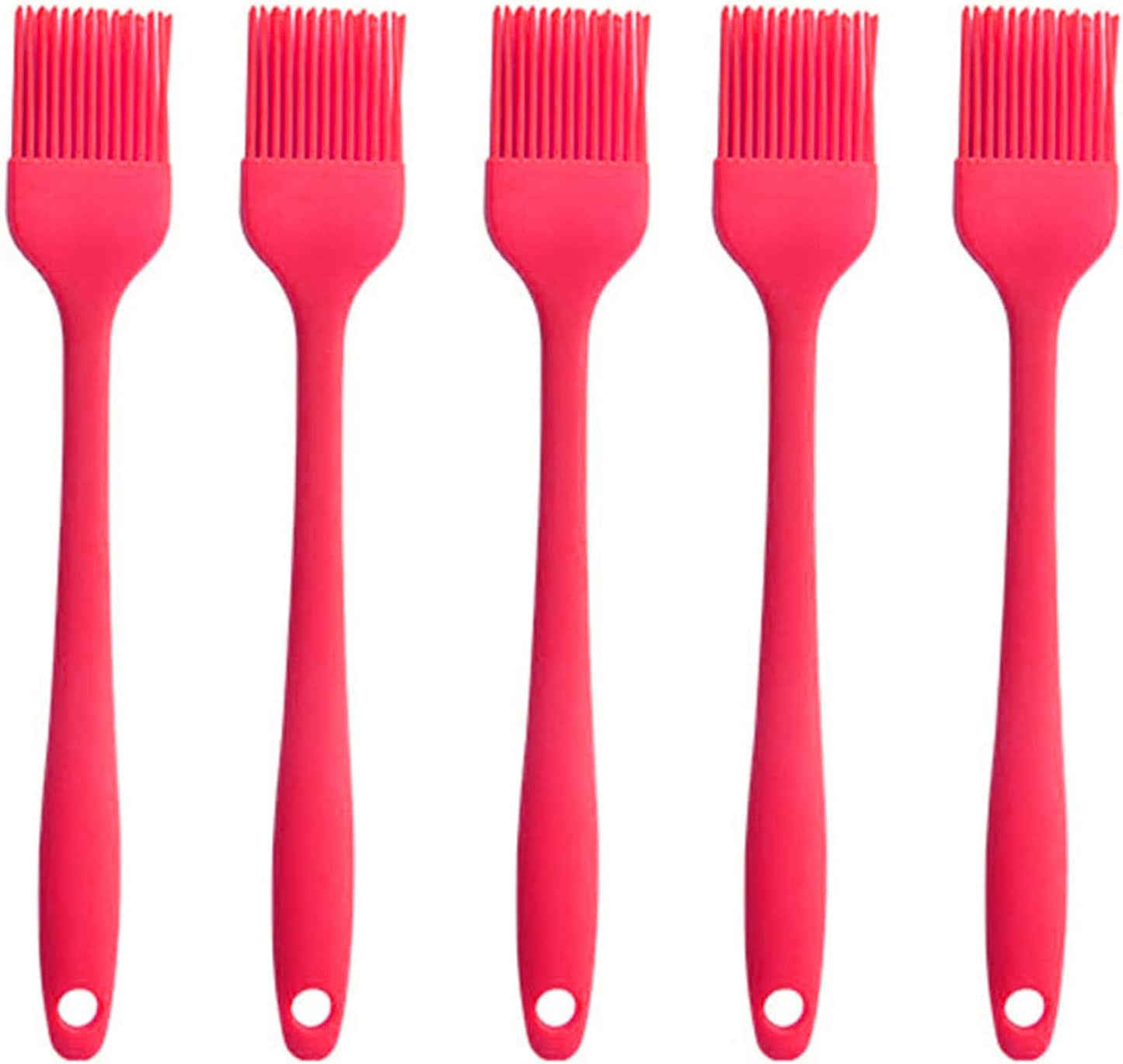 Silicone brush, Oil Brush for BBQ Kitchen Cooking Baking and Grilling (5 PCS,red)