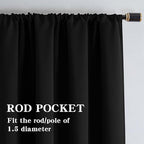 IGEMAEVE Black Blackout Curtains 90 Inch Length 2 Panels Set, Rod Pocket Energy - Image 6