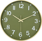 HZDHCLH Wall Clocks Battery Operated, Wall Clock Green Gold, 8 inch Wall Clock by HZDHCLH
