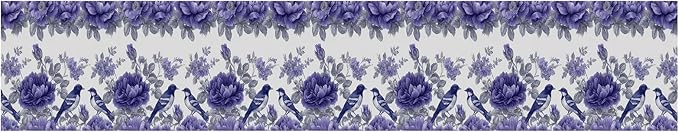 Blue Purple Floral Bird Wallpaper Border 196x4 Inch Peel and Stick Wall Border - Image 2