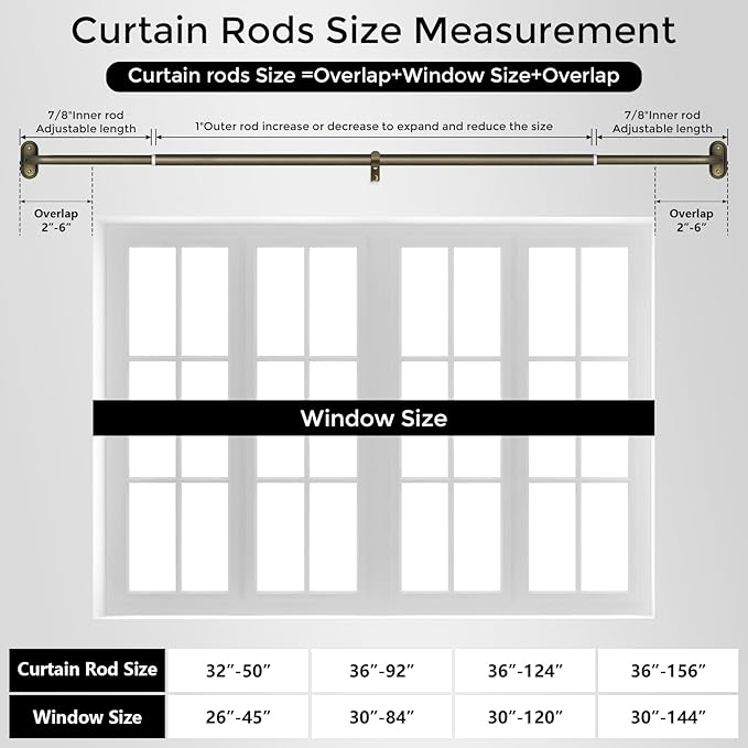 Curtain Rods 36-88 Inch, Antique Bronze Wrap Around Blackout Curtain Rods - Image 8