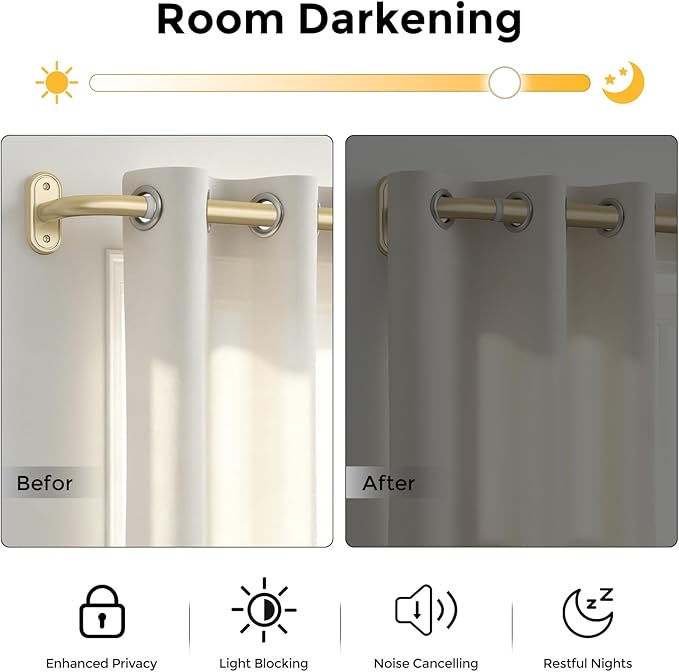 2 Pack Curtain Rods 32-46 Inch, 1 Inch Adjustable Heavy Duty Room Darkening - Image 3