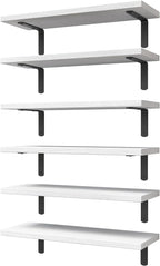 WOPITUES White Floating Shelves Set of 6, Wood by WOPITUESOfficial