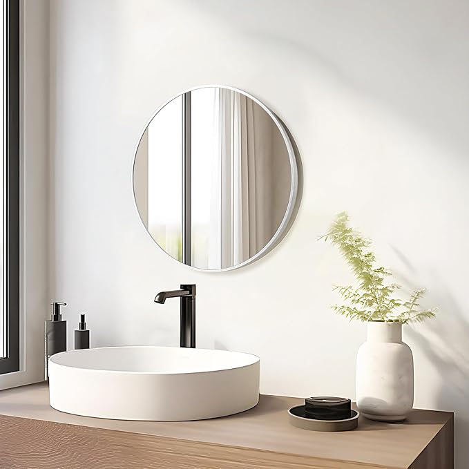 Fabuday Silver Circle Mirror for Wall 22 inch - Image 4
