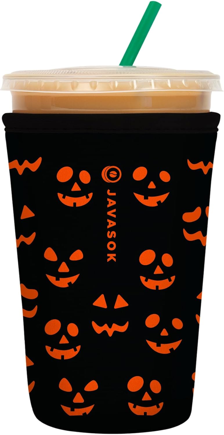 Sok It JavaSok Iced Coffee & Cold Soda Insulated Neoprene Cup Sleeve (Fright Night Lights, Medium: 22-28oz)