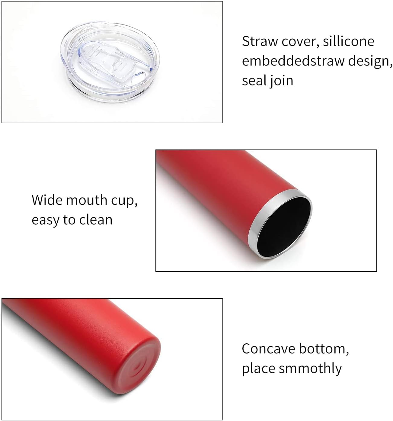 HASLE OUTFITTERS 20 oz Skinny Tumblers Bulk Set, Stainless Steel Insulated Slim Tumblers with Lids, Reusable Double Wall Travel Coffee Mugs, Durable Powder Coated Travel Water Cups(Red, 12)