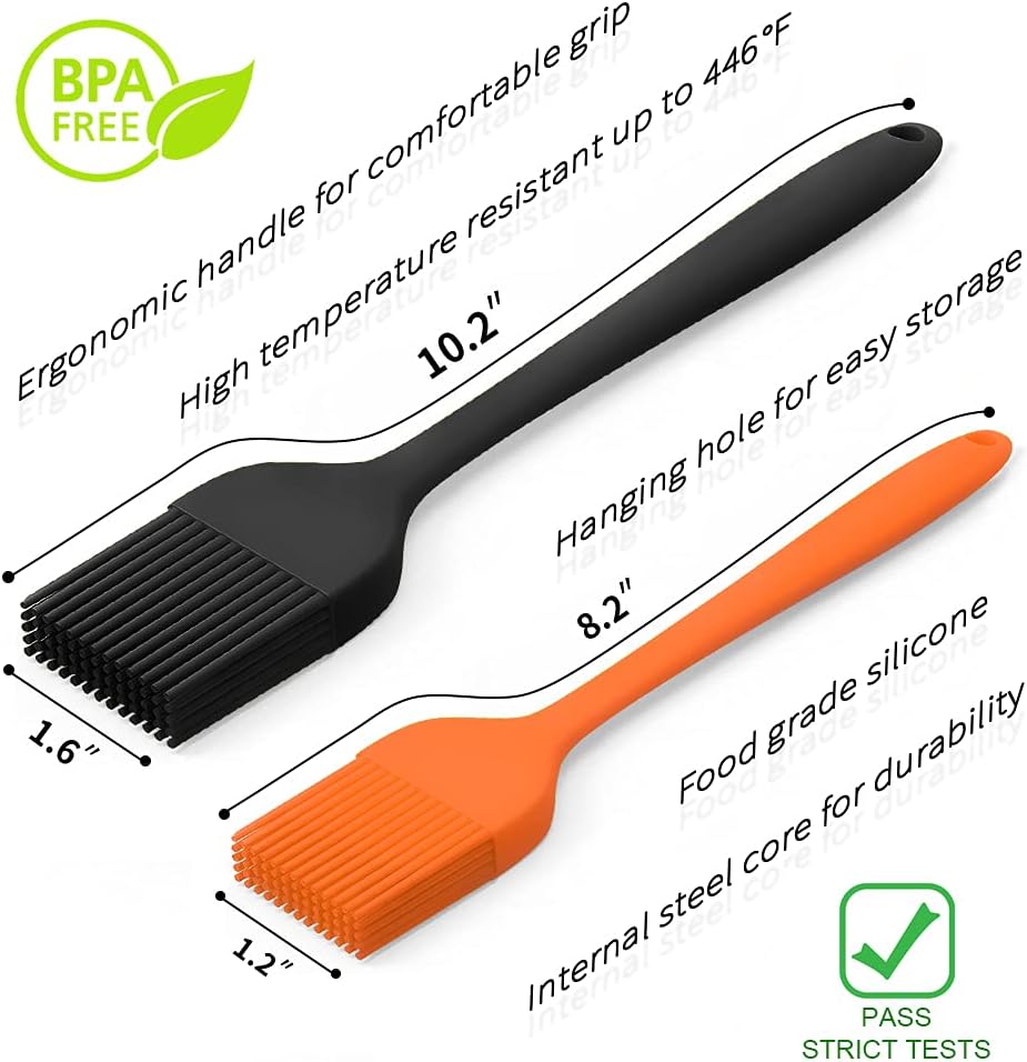 Silicone Basting Pastry Brush - Cooking Brush for Oil Sauce Butter Marinades, Food Brushes for BBQ Grill Kitchen Baking, Baster Brushes Baste Pastries Cakes Meat Desserts, Food Grade, Dishwasher Safe
